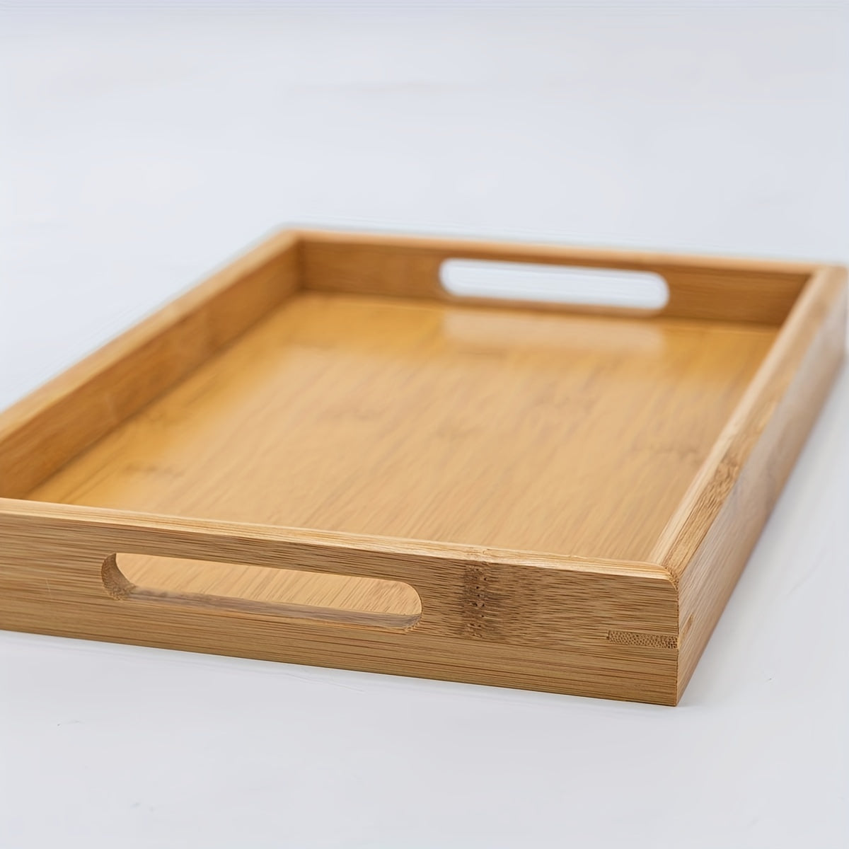Bamboo Serving Tray with Handles for Eating, Working, and Storage