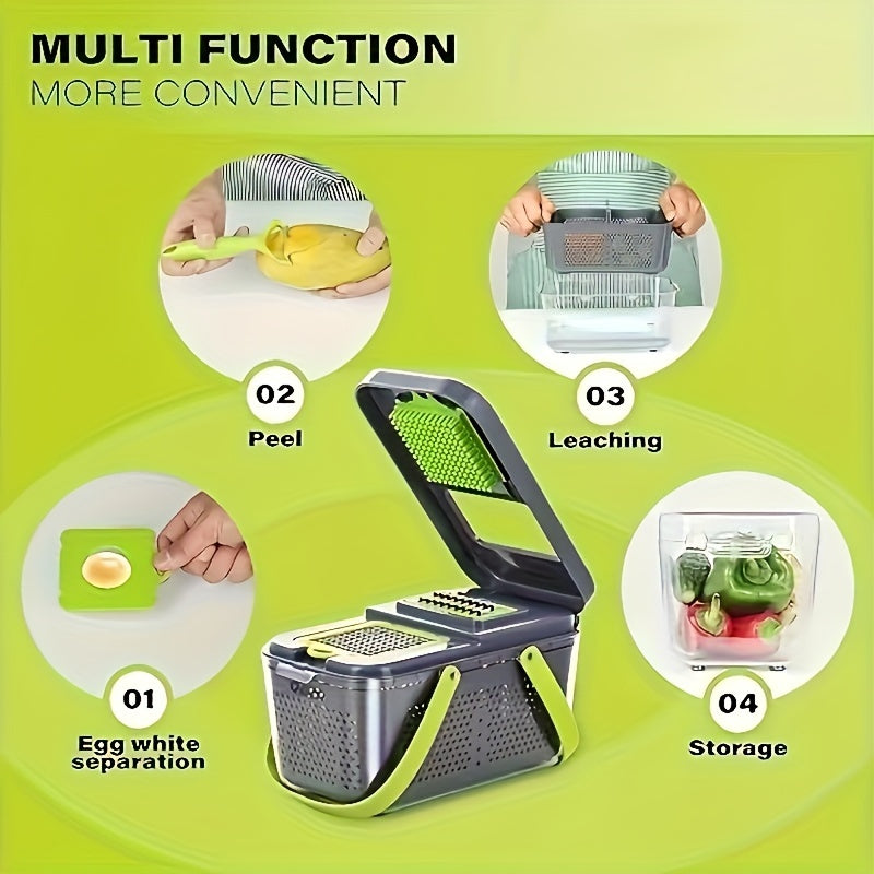 Kitchen Vegetable Cutter Set with 13 Blades, Egg White Filter, Hand Protector