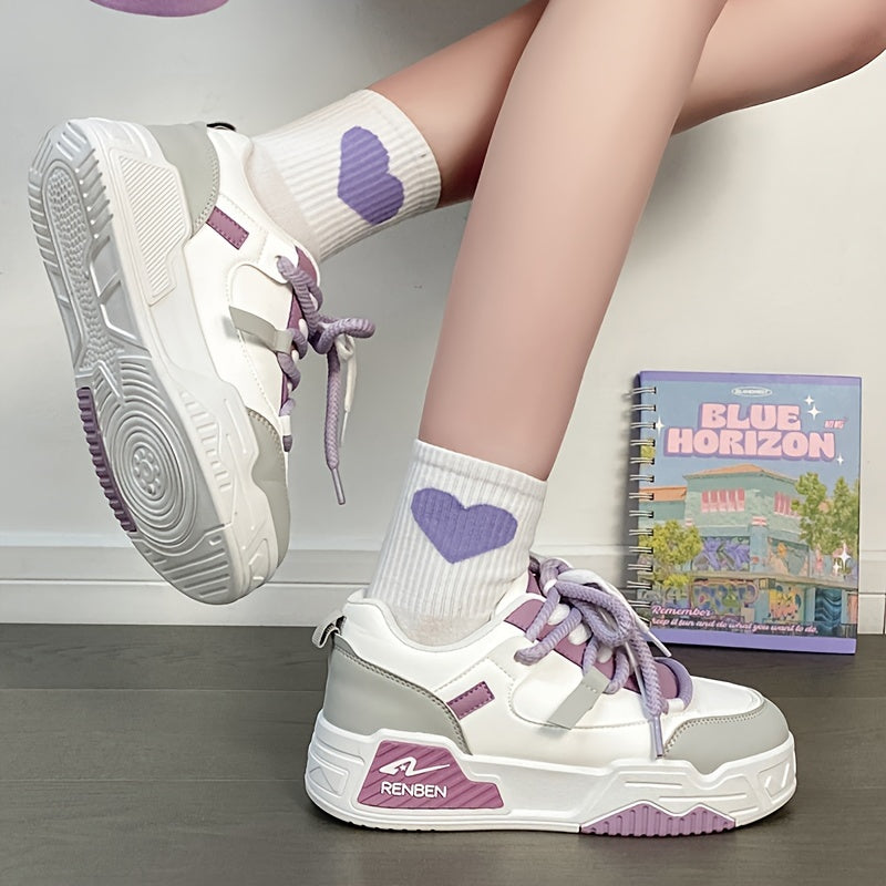 Women's Casual Campus-Style Sneakers Lightweight Mesh Low Top Lace-Up Shoes