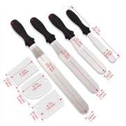 Cake Scraper Set of 7 Stainless Steel Baking Tools with Metal Smoothers and Spatulas