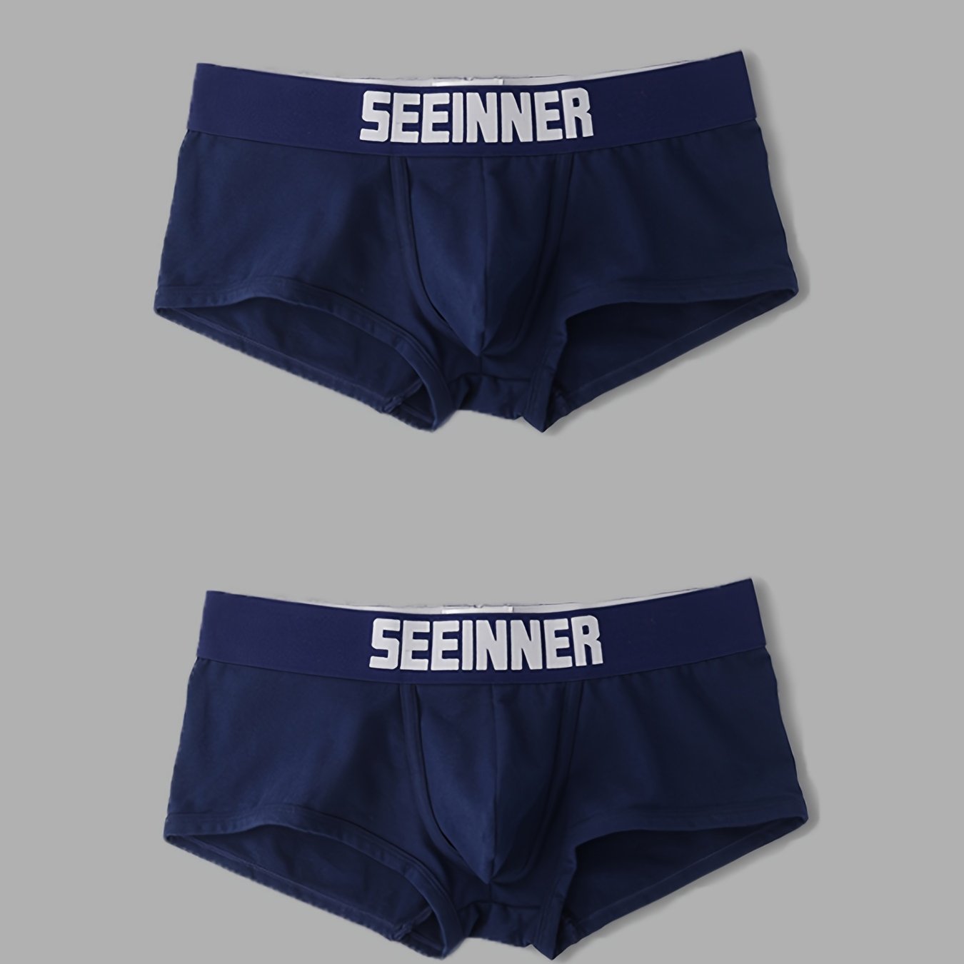 Men's Cotton Boxer Briefs Low Waist Breathable Stretchy Solid Color Shortie Underwear