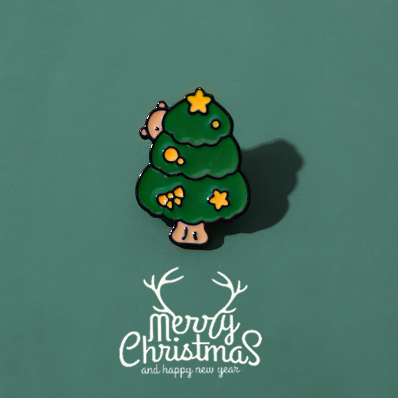 10 Christmas Brooches Santa Claus Elk Cartoon Style Fashion Pins Collar Buttons