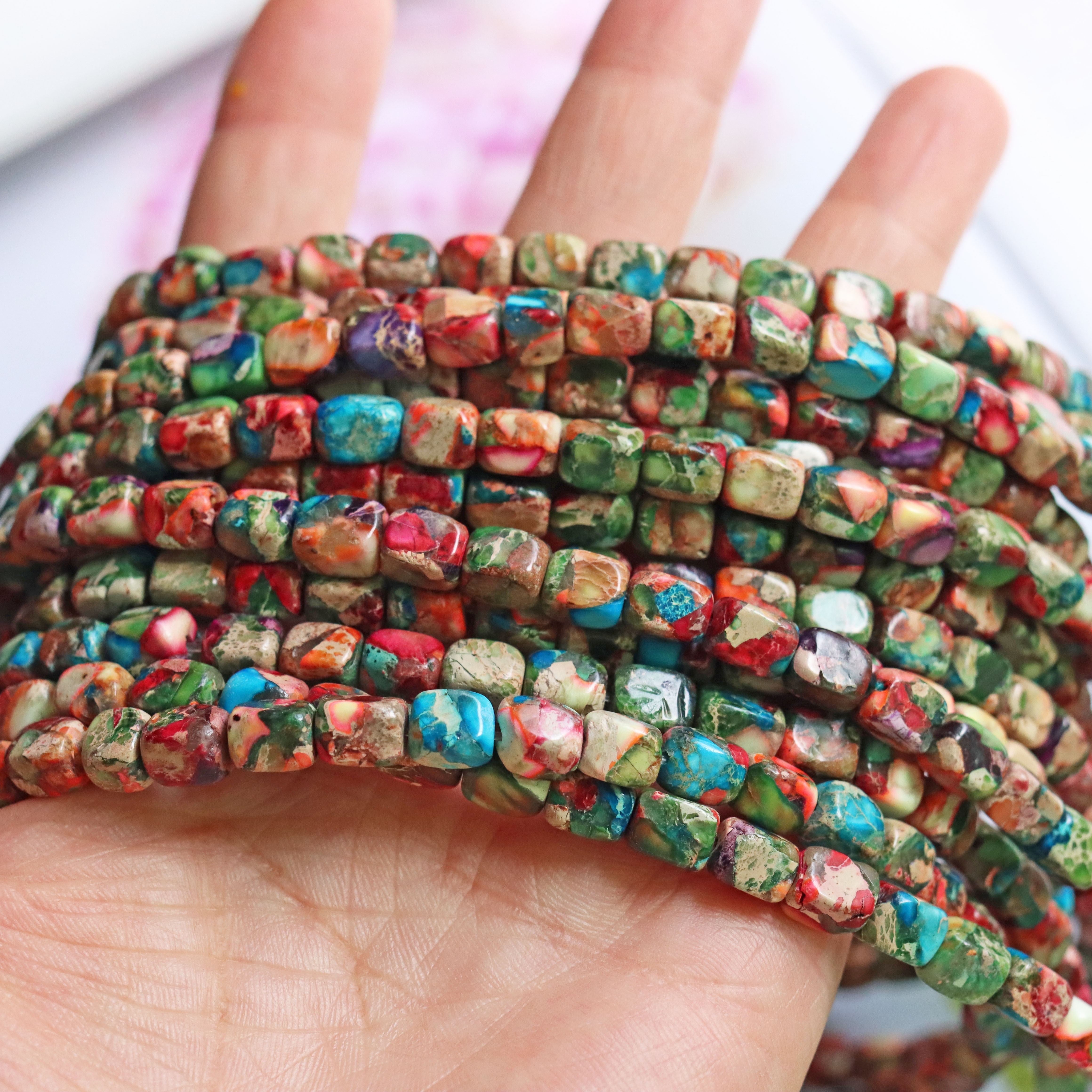 Multi-Colored Faceted Rectangle Bead Spacer for Jewelry Making 18cm