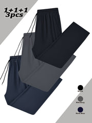 Men's Polyester Pants Regular Fit All-Season Solid Color Sports Casual