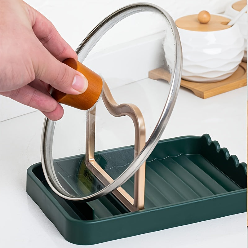 Foldable Kitchen Utensil Holder with Lid Stand, Plastic Organizer for Cooking Spoons and Spatulas