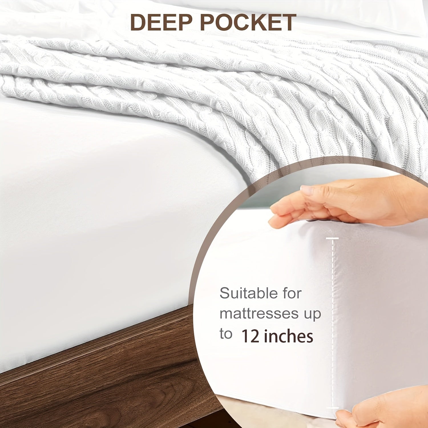 White Fitted Sheet for Queen Size Beds Microfiber Deep Pockets Breathable Ultra Soft