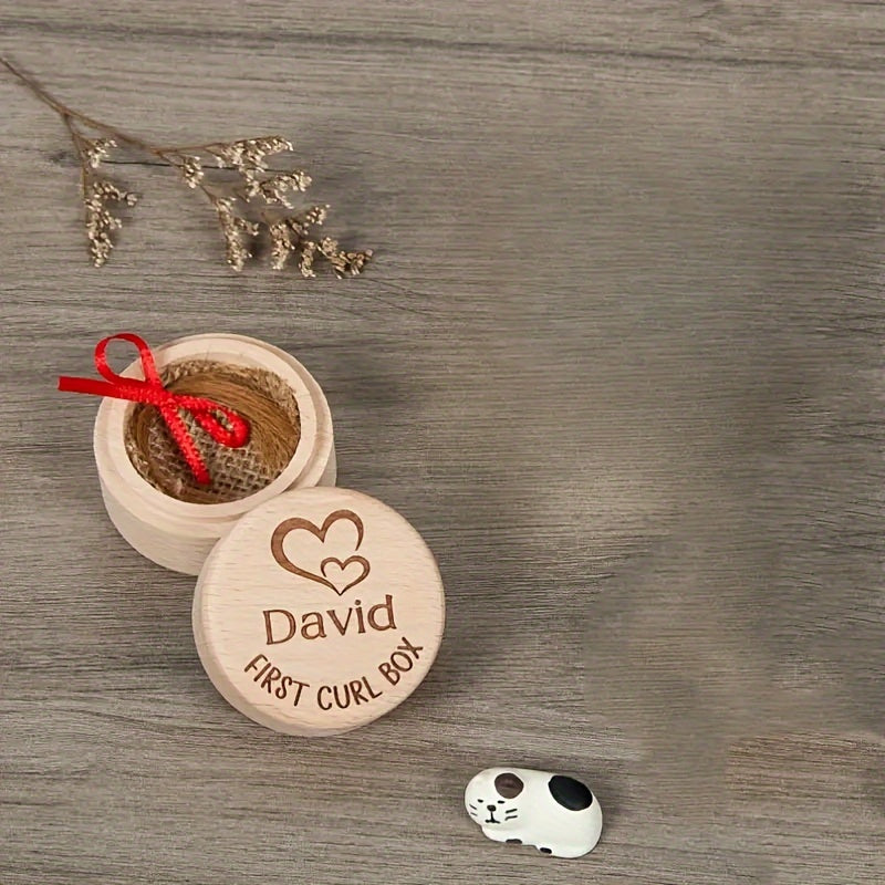 Personalized Wooden Keepsake Box for Baby's First Haircut and Memories