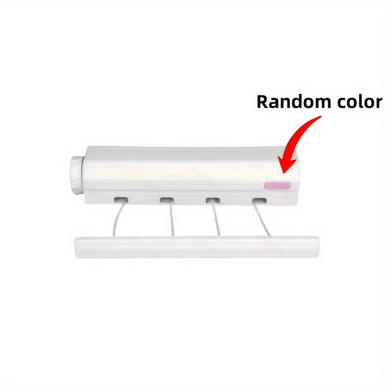 Retractable Wall Clothesline with Four Lines, Space-Saving, Durable Plastic, 28cm Length