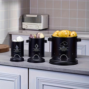 Metal Storage Canister Set 3 Pieces for Garlic Onions Potatoes Vent Holes