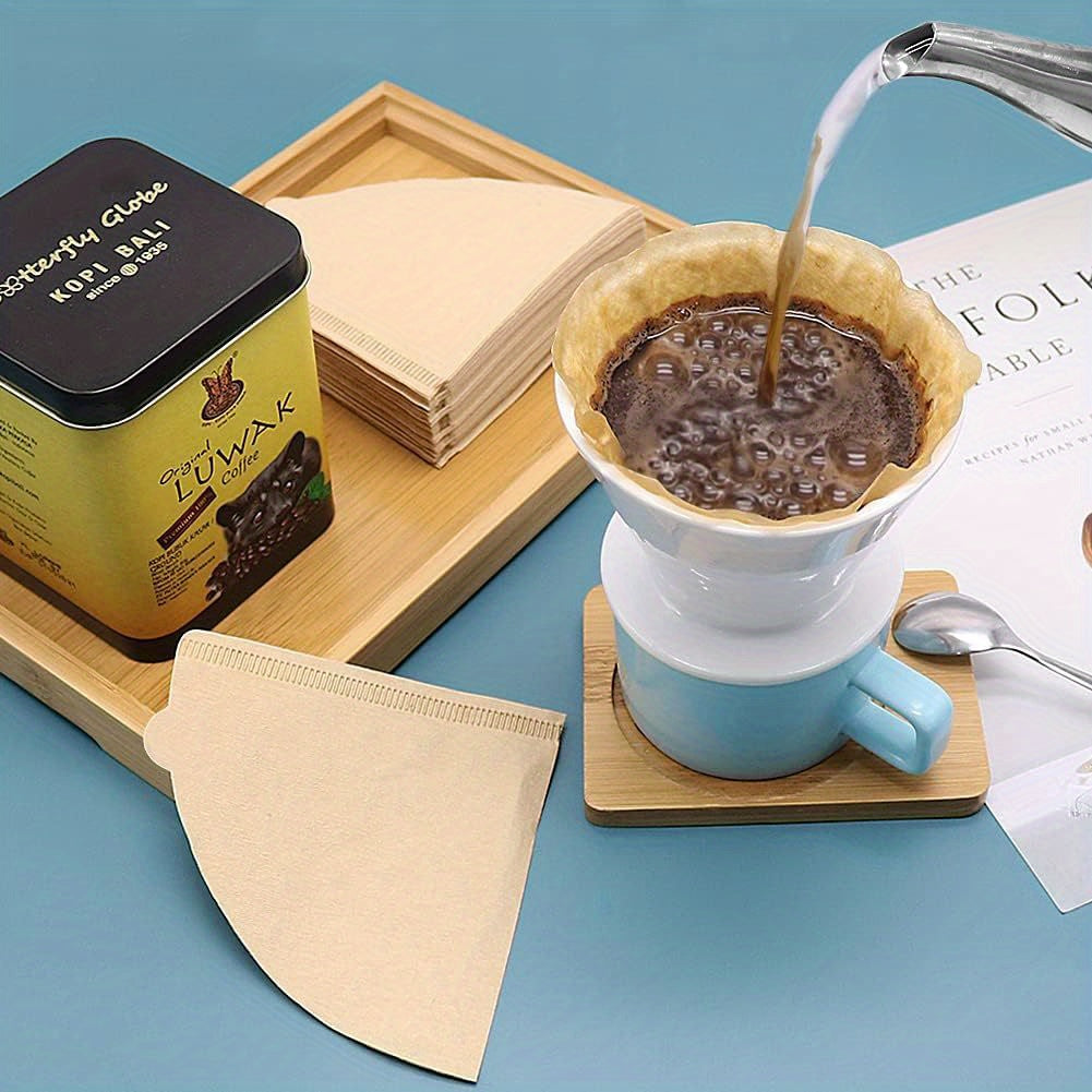 100 dona konusli qahva filtrlari 02 o'lcham V60 Pour-Over Drippers bilan mos keladi