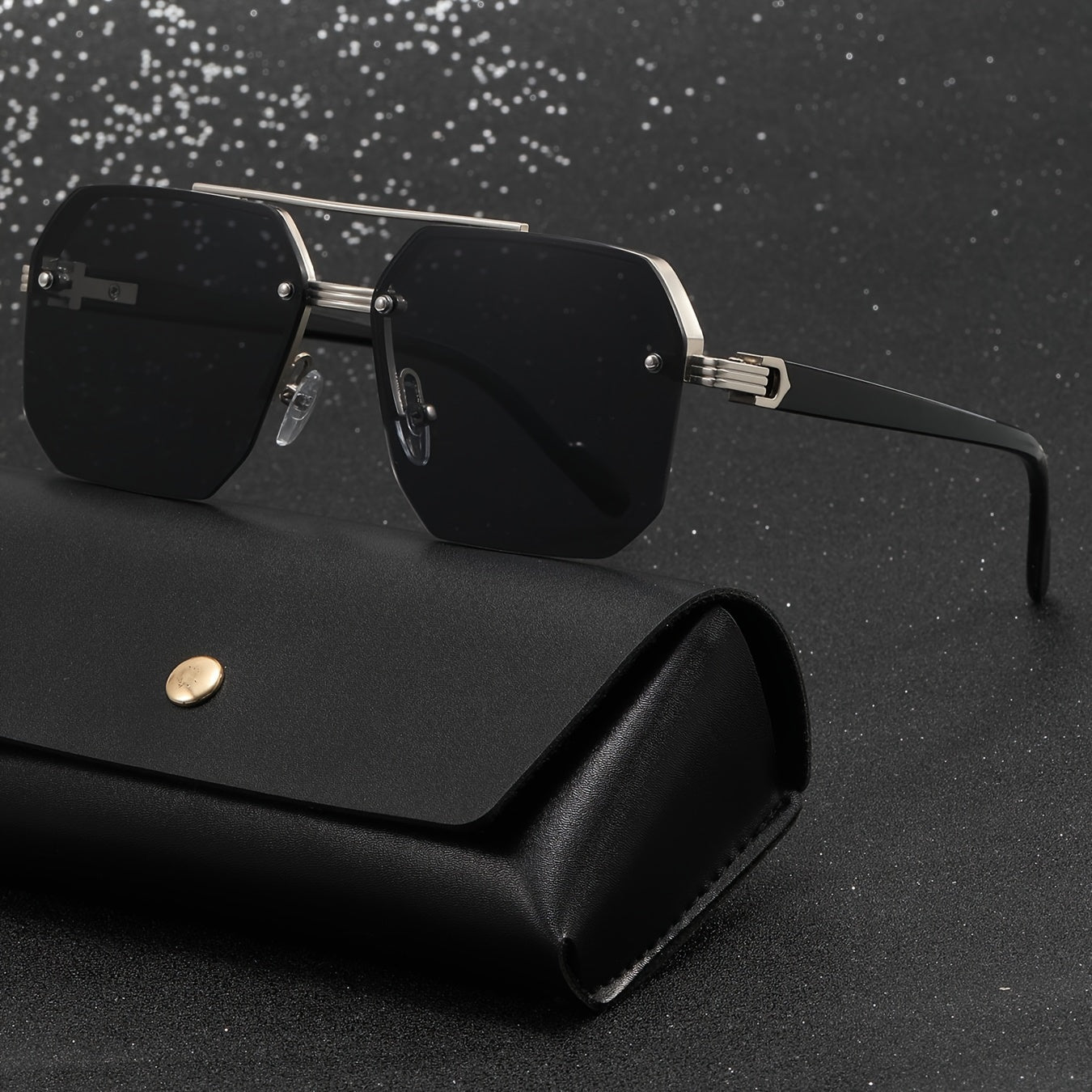 Men's Pilot Glasses Metal Frame Half-Rim Flat Top Business Casual Polycarbonate Lenses