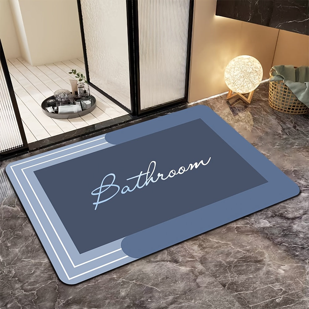 Bath Mat with Geometric Pattern, Anti-Slip, Quick-Dry, Washable, Dirt-Resistant