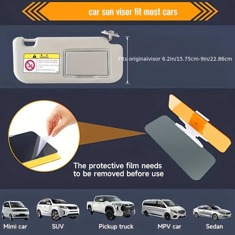 ABS Car Sunshade for Day and Night Driving Anti-Glare High Beam Protection Easy Installation