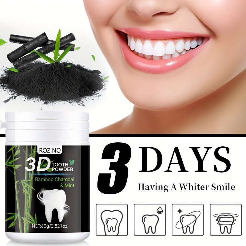 Men Women Natural Bamboo Charcoal Mint Tooth Powder Deep Clean Whitening