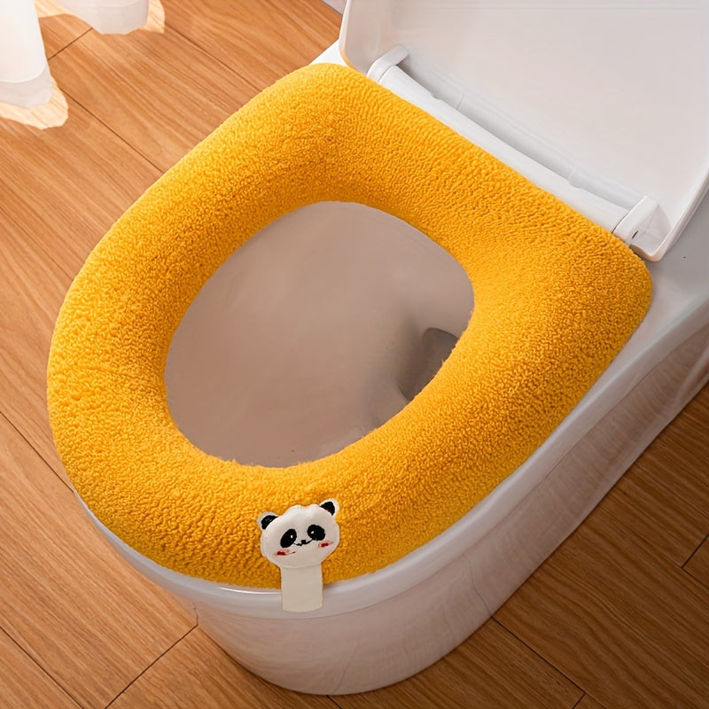 Soft Cartoon Solid Color Toilet Seat Cover with Handle