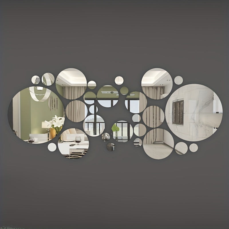 33pcs 3D Acrylic Mirror Wall Stickers Removable Self-Adhesive Home Decor