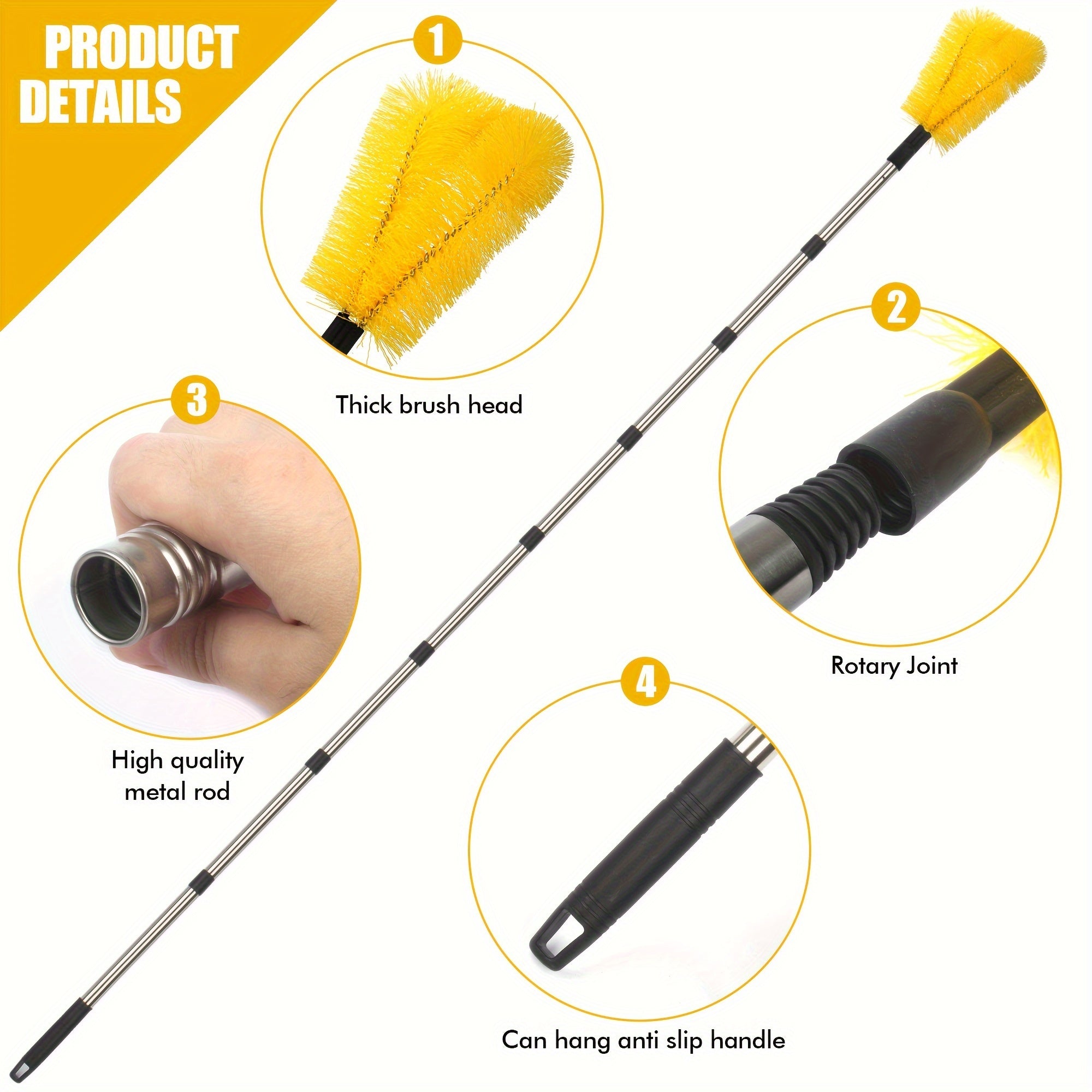 Kengaytiriladigan Qopqoq Tozalash Cho'tkasi - Barglar va Qoldiqlar uchun Yetib Borish, Noxush Po'lat, Moslashuvchan, Mustahkam