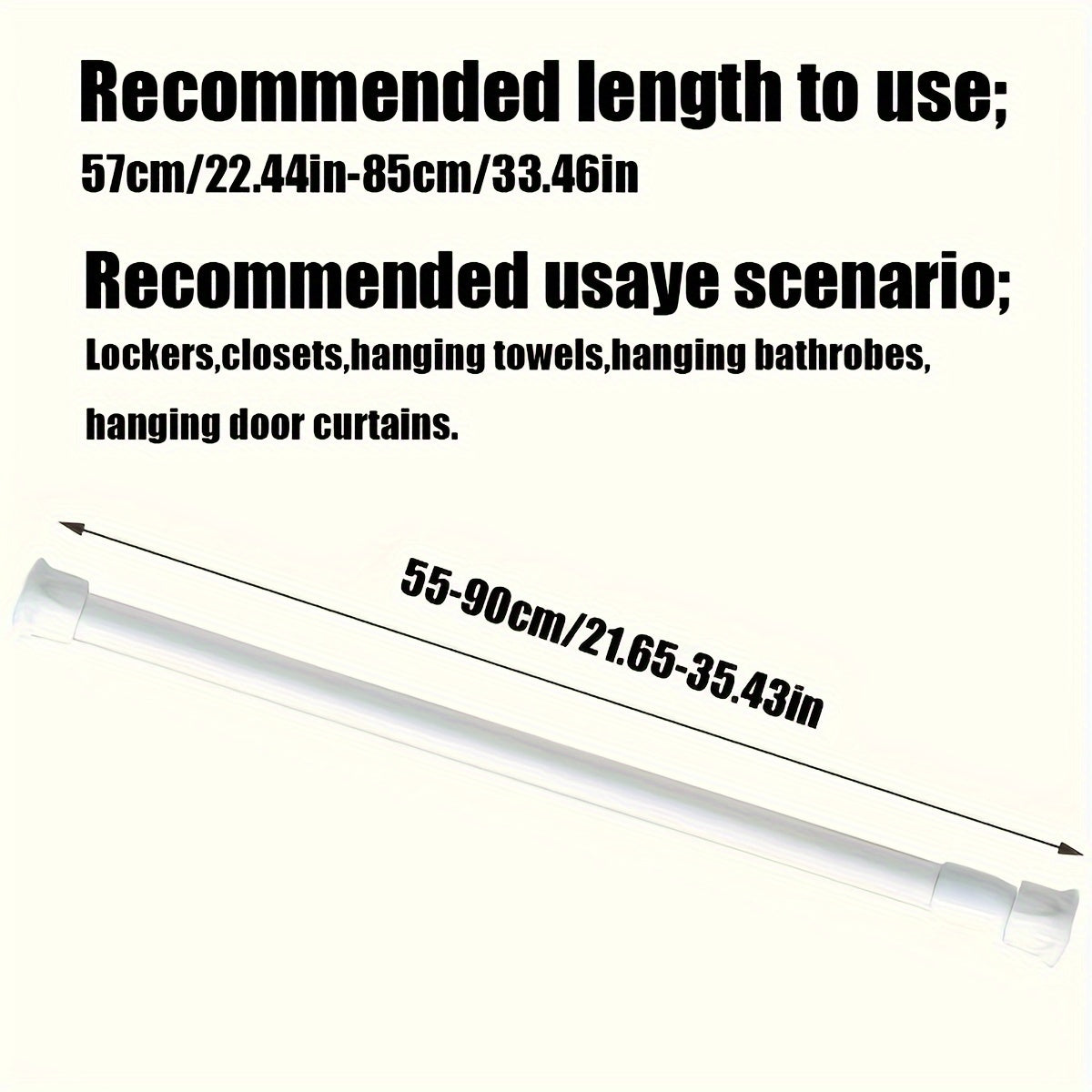 Telescopic Curtain Rod with Spring for Shower Curtains and Clothes Hanging Black White Wood Grain