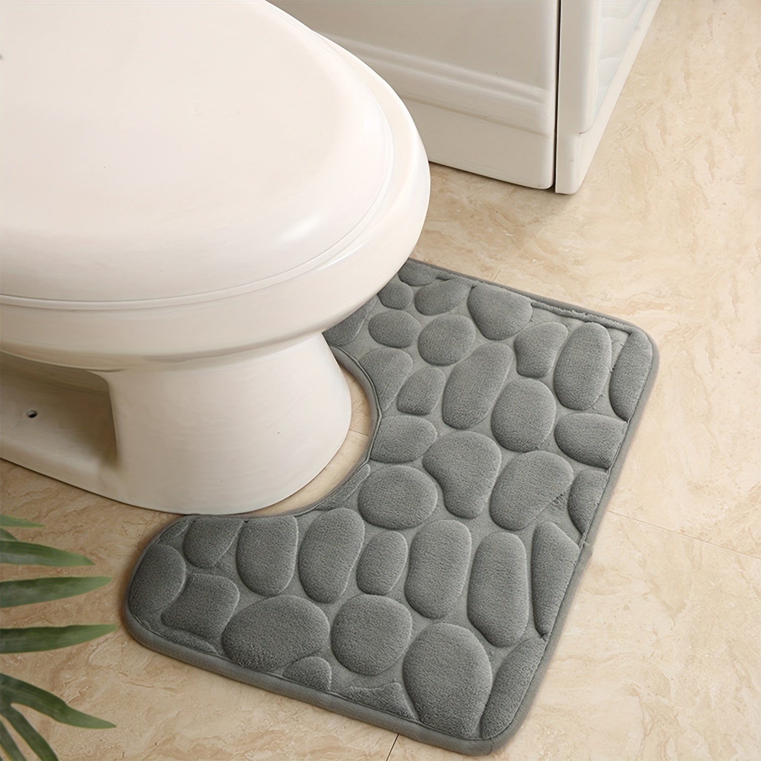 Set of 3 Plush Water-Absorbent Bath Mats with Non-Slip Rugs and Floral Design