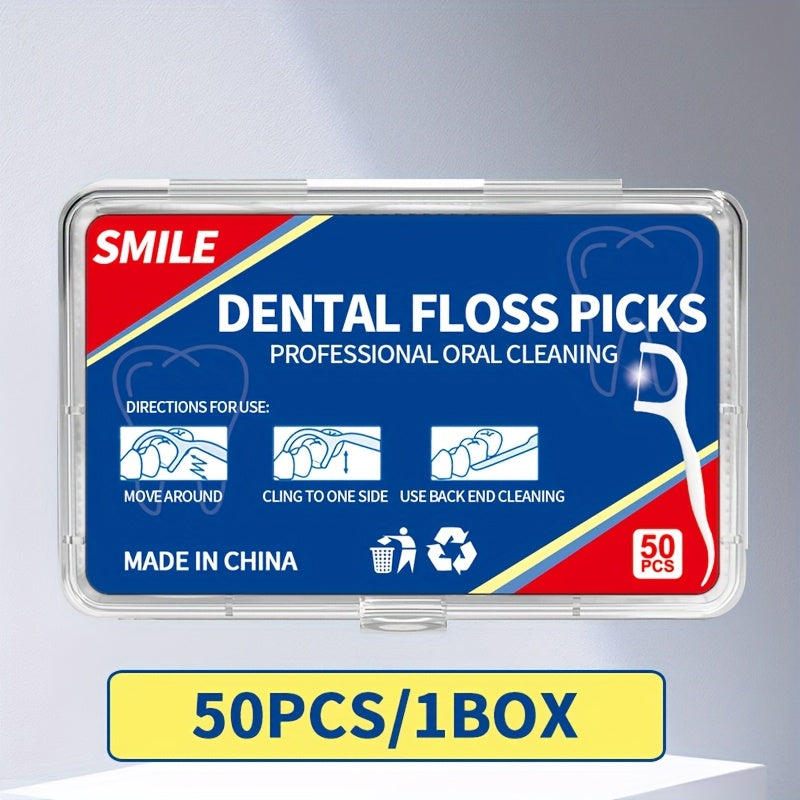 50PCS Dental Floss Picks Deep Clean Disposable Oral Care Travel Friendly