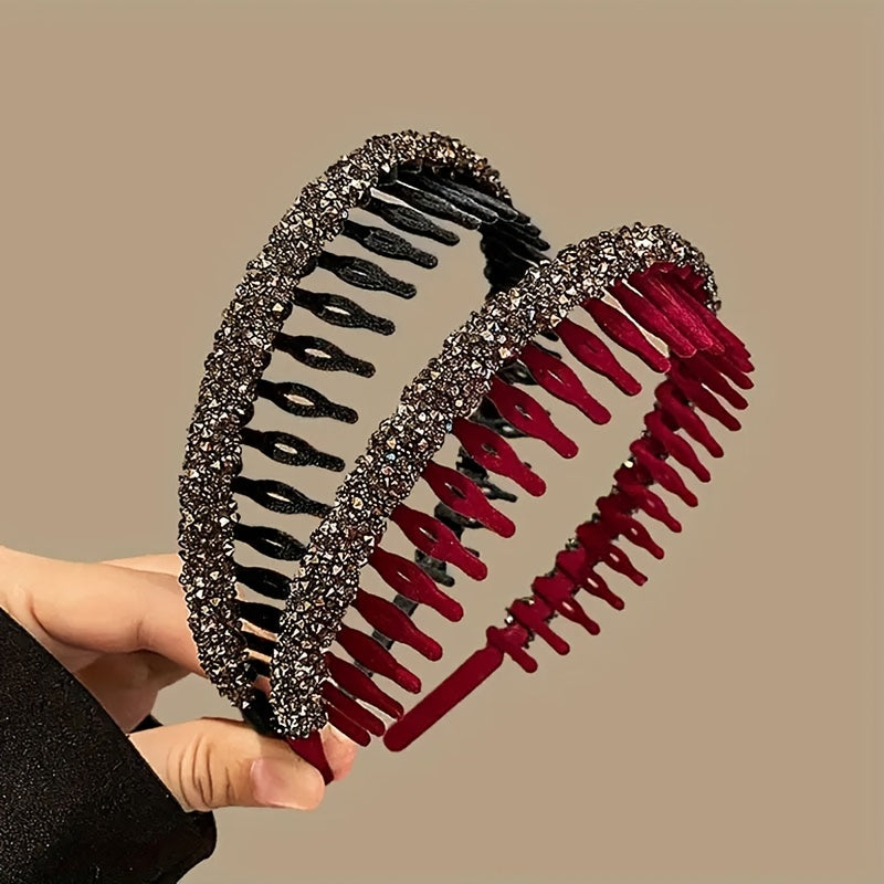 Women and Girls Sparkling Rhinestone Headband Vintage Plastic Hair Accessory
