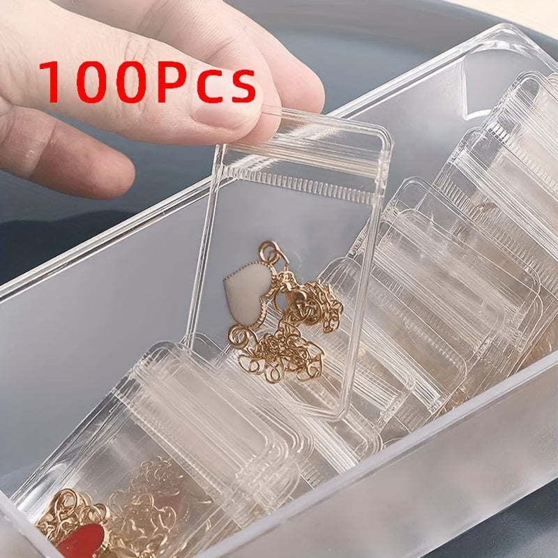 Paquete de 20 bolsas de joyería de PU transparente para organizar anillos, pendientes y collares