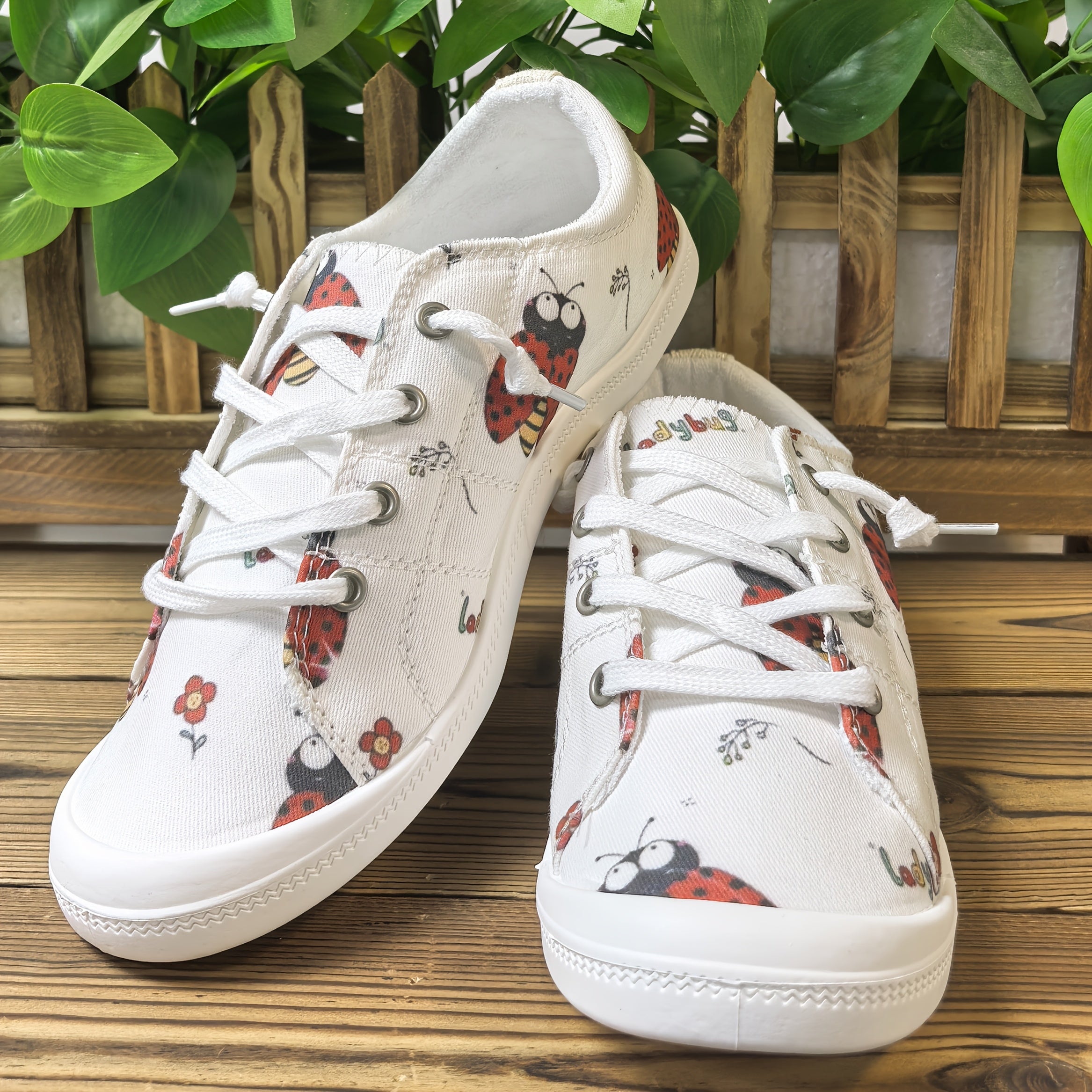 Women's Slip-On Sneakers with Floral Print, Lightweight Fabric, Comfortable Casual Shoes