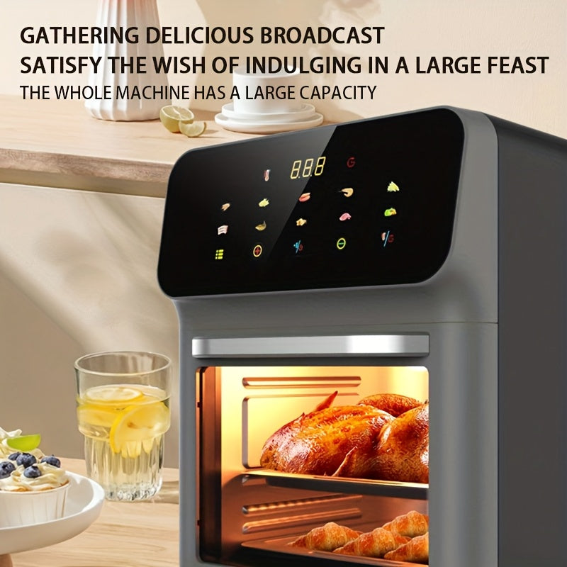 15L 1350W Ikki qatlamli havo qovuradigan elektr pechka yopishqoqsiz, kam yog'li, avtomatik o'chirish