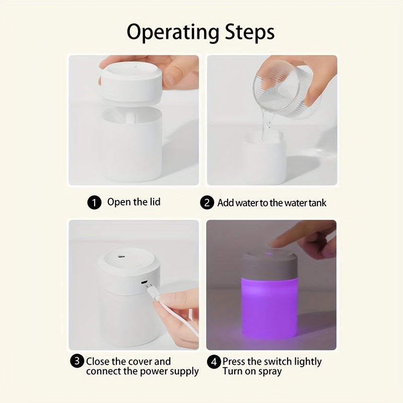 Portable USB Aromatherapy Humidifier with Color-Changing Night Light for Office Bedroom Car
