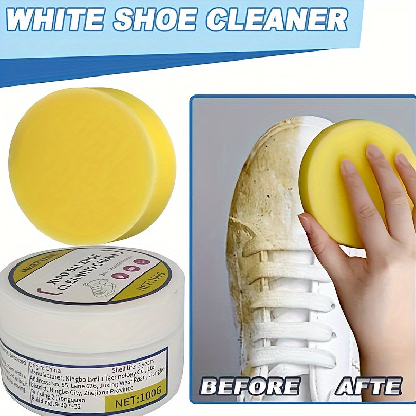White Leather Shoe Cleaning Paste 100g Water-Free Whiteness and Maintenance