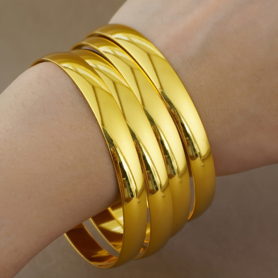 Set of 4 Gold-Plated Copper Boho Style Bangles for Women Daily Wear and Parties