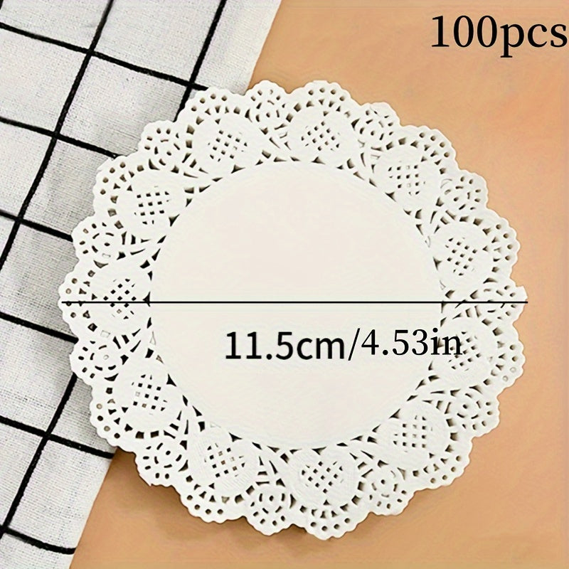 50 Pieces Lace Paper Oil Absorption Pads Cake Baking Pizza Food Pads in 3 Shapes
