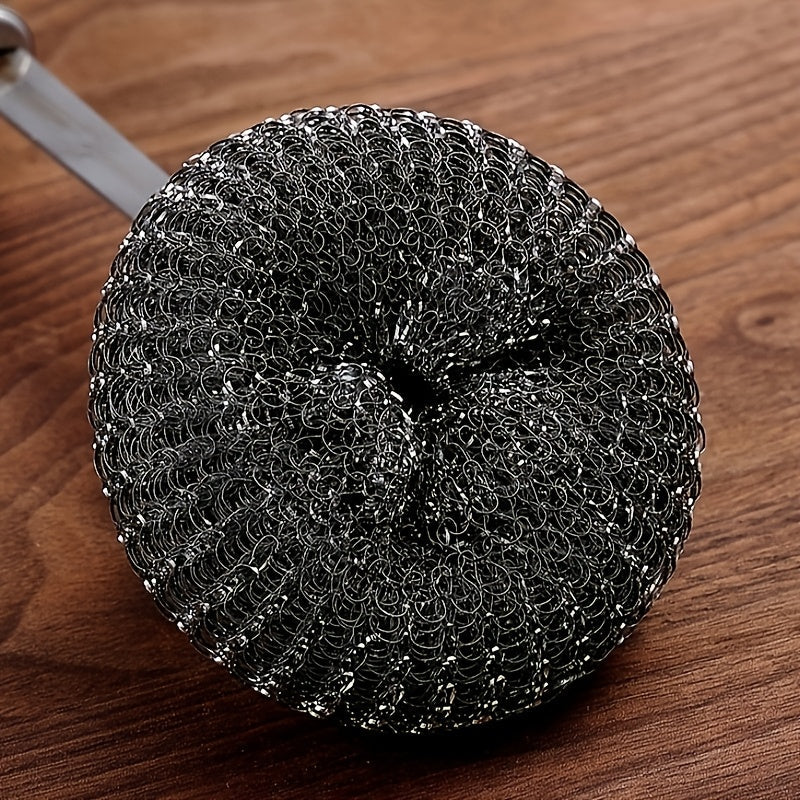 Uzoq tutqichi bilan mustahkam zanglamaydigan po'latdan yasalgan oshxona tozalash cho'tkasi, yog' dog'lariga chidamli, qozonlar va idishlarni tozalash uchun mukammal.