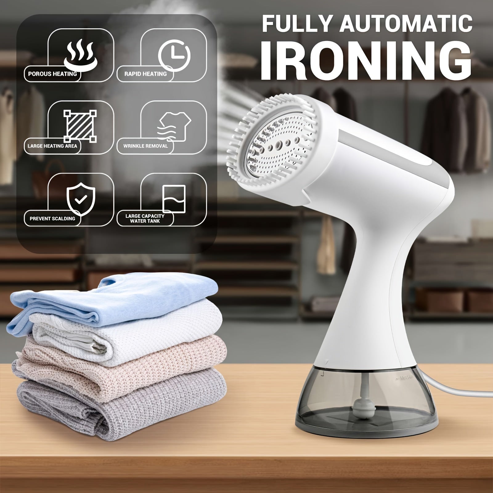 1500W Handheld Garment Steamer with Quick Heat Up and Brush Attachment