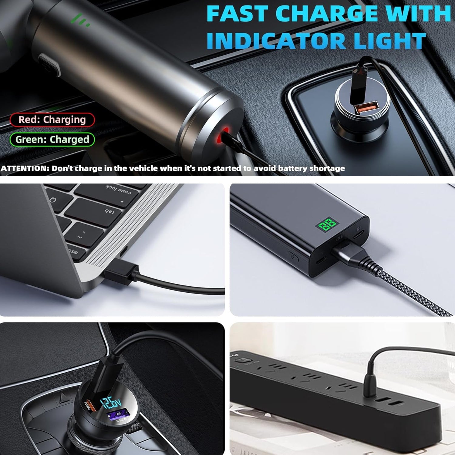 Aspiradora de mano portátil para coche 16KPa de fuerte succión, recargable por USB