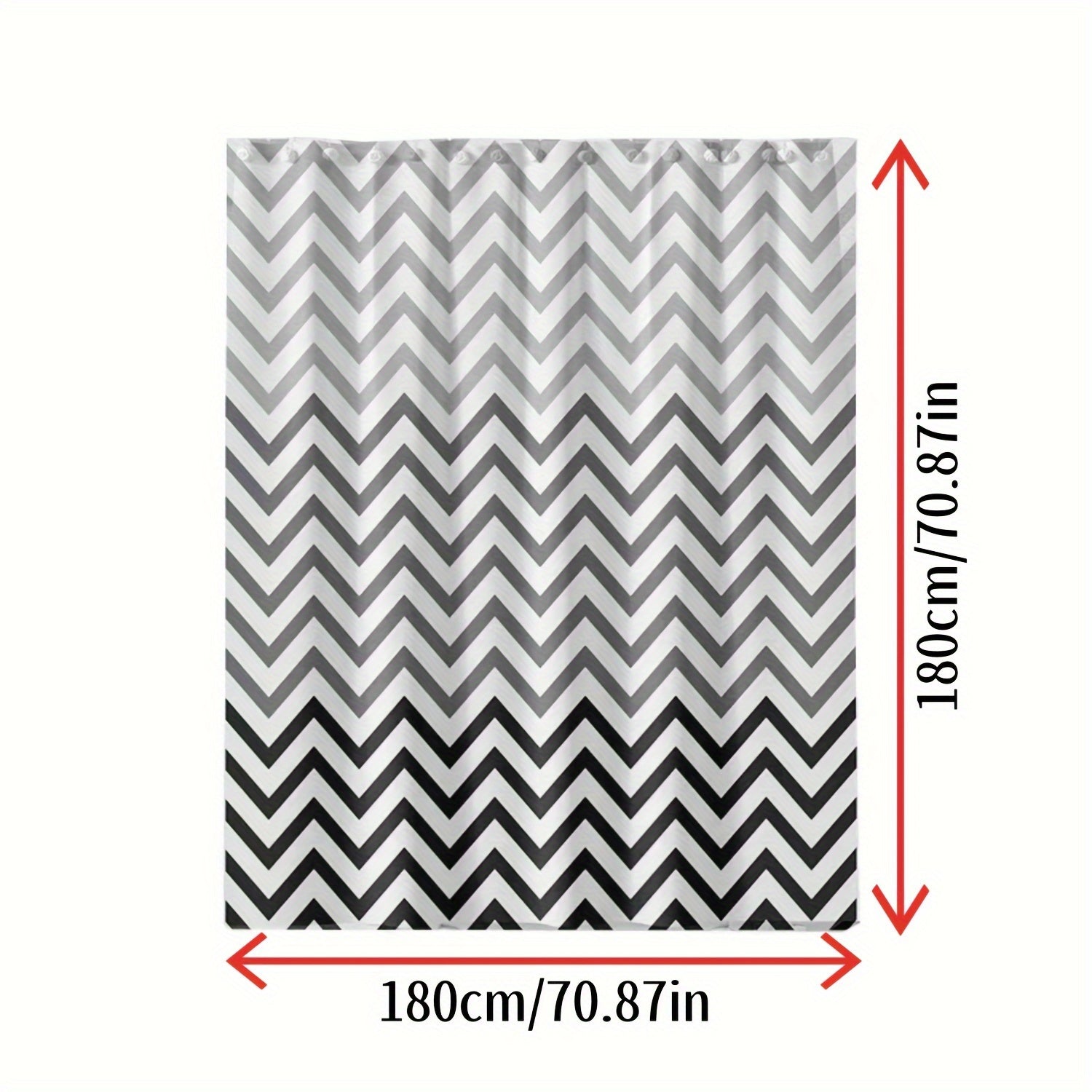 Black and White Chevron Shower Curtain Waterproof Machine Washable Includes Hooks for Bathroom Decor