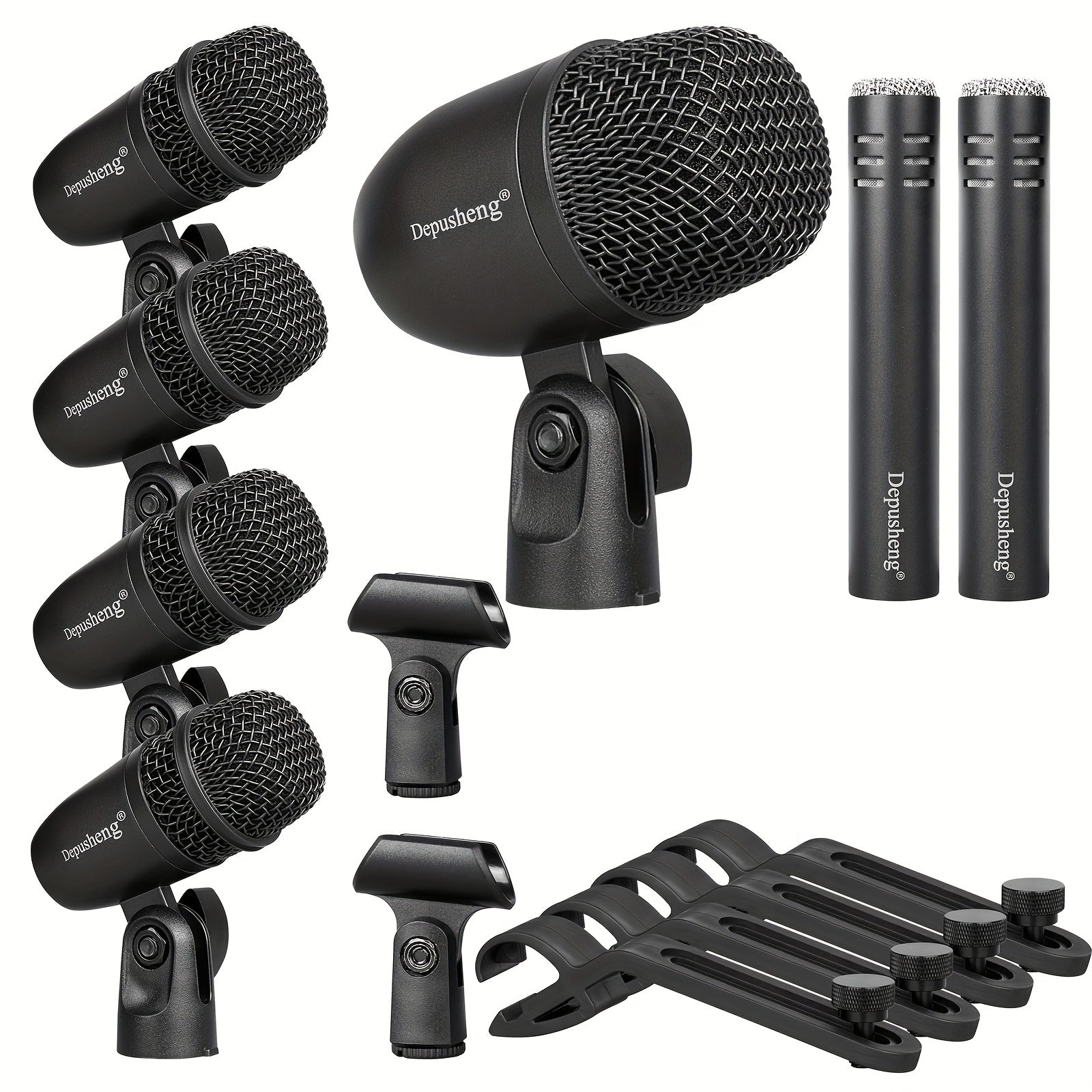 7pcs Wired Dynamic Microphone Kit for Drums All-Metal Construction for Stage Use