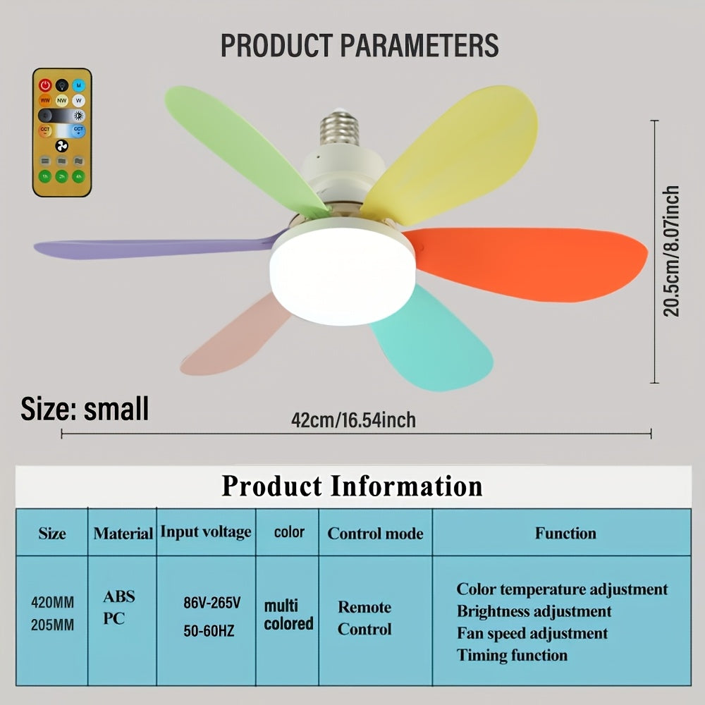 LED Smart Ceiling Fan Light with Remote Control, Timer, 6 Blades, Adjustable Brightness and Color Temperature