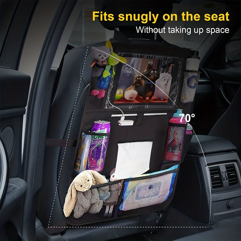 Car Seat Organizer with Storage Pockets and Hanging Mechanism for Rear Seat