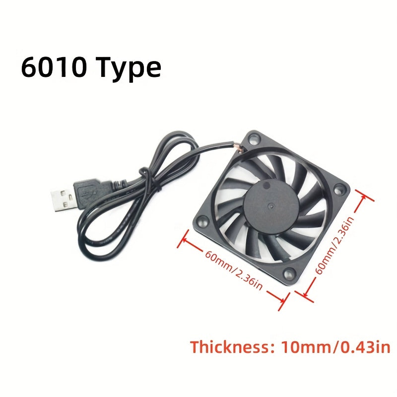 Quiet 5V USB Computer Cooling Fan for PCs CPUs Routers 5010 6010 8010