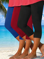 Women’s Plus Size 7/8 Skinny Shorts Polyester Knit Summer Casual Beach