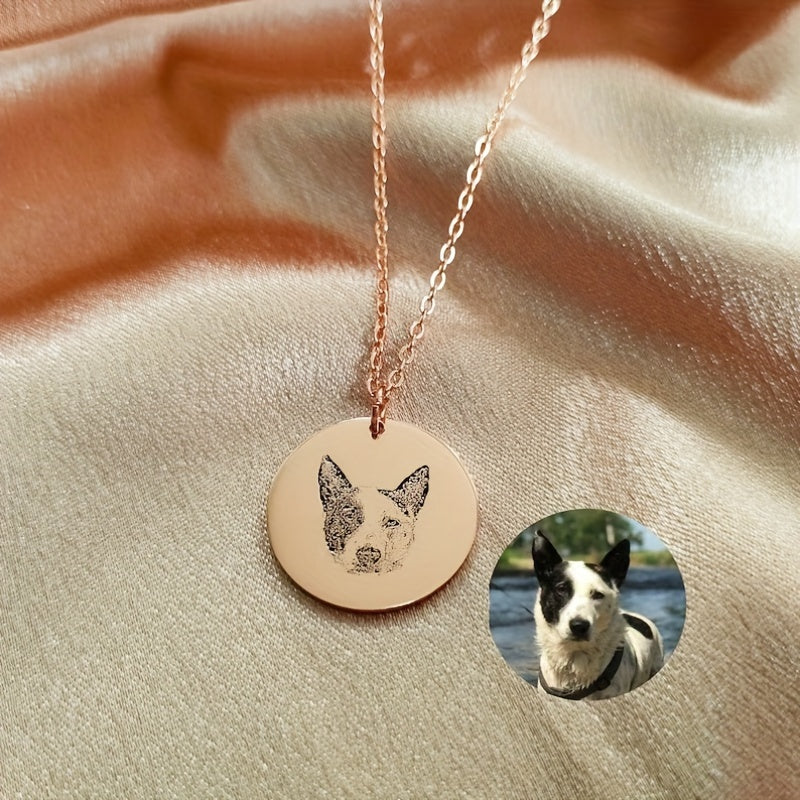 Personalized Stainless Steel Pet Jewelry Dog Cat Portrait Necklace