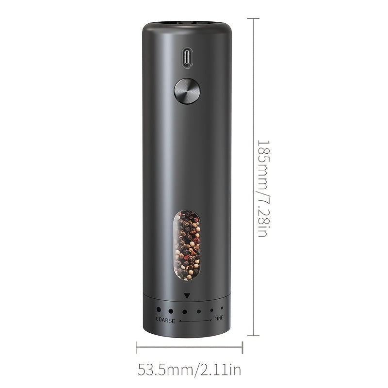 Fully automatic electric pepper grinder ceramic grinding core adjustable five levels spice coarseness food-safe materials Type-C fast