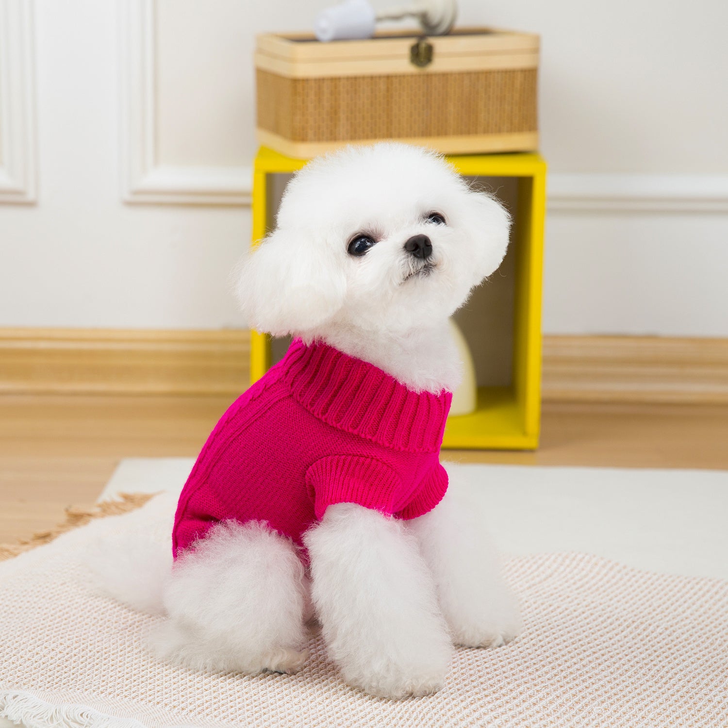Small Dog Sweater Turtleneck Pullover for Winter Autumn Knit Polyester Toy Breed