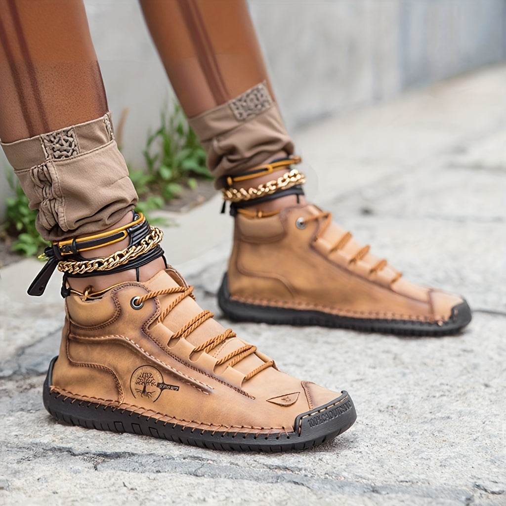 Women's Retro Chukka Boots Faux Cover Leather Ankle Boots Light Blue Brown Rubber Sole