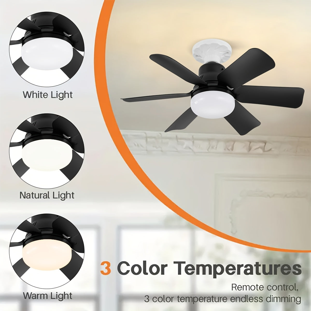 2pcs LED Ceiling Fan Bulb with Remote Control Adjustable Brightness and Speed E26/E27 Compatible for Living Room Bedroom Kitchen