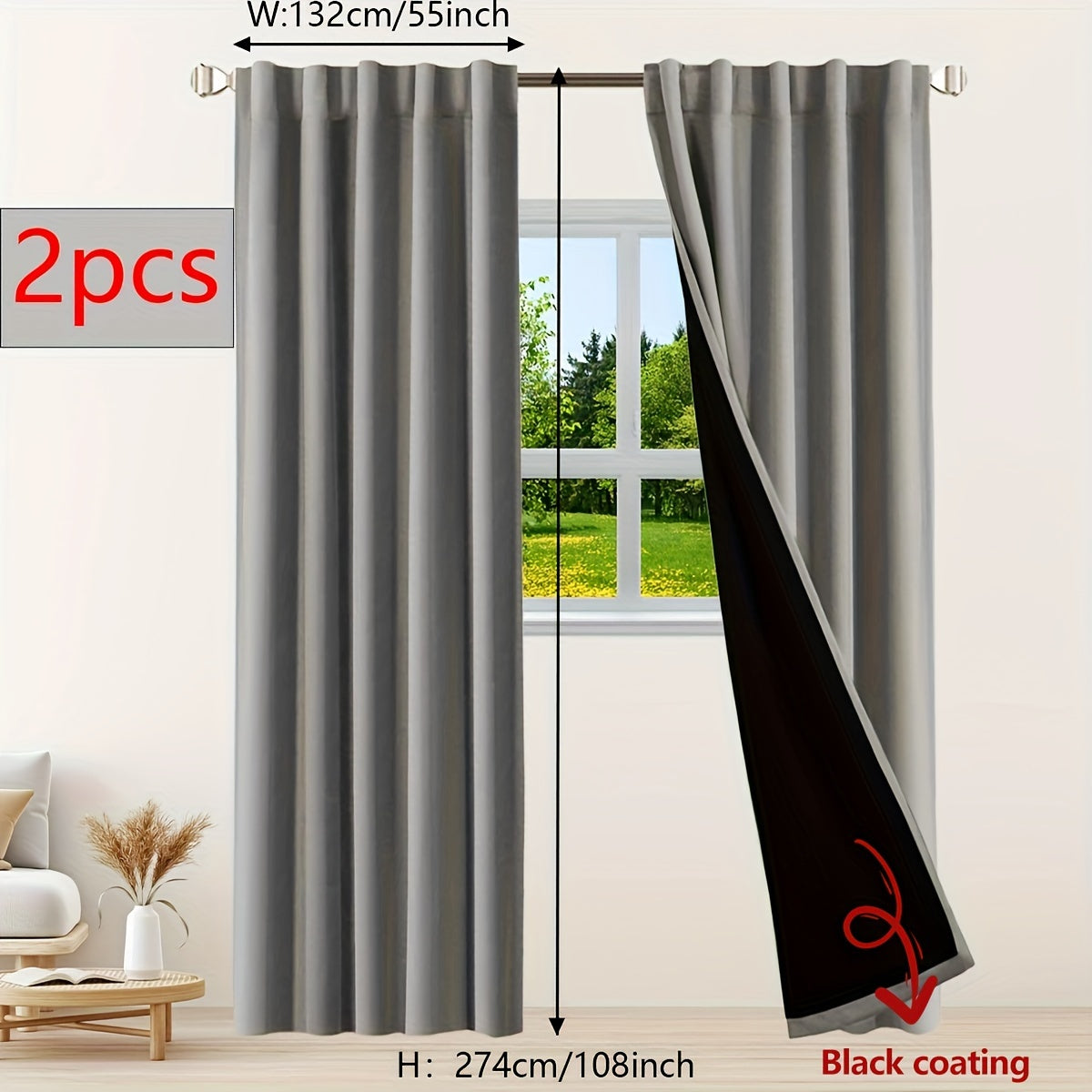 Two Pieces Blackout Curtains Thermal Insulated Twill for Bedroom Living Room