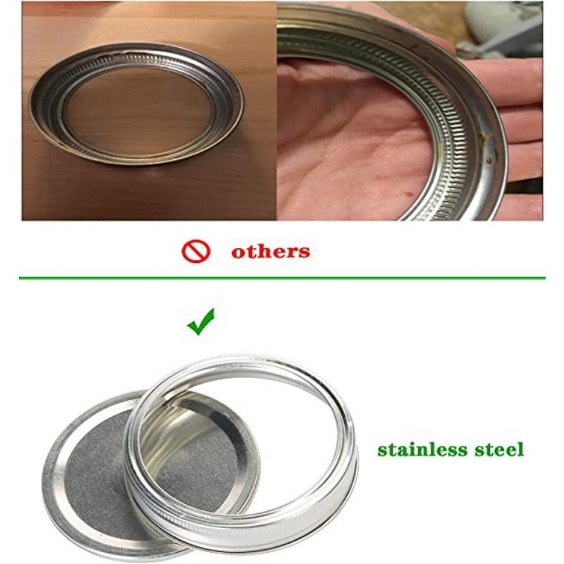 Wide Mouth Stainless Steel Mason Jar Lid Fits 70mm and 86mm Jars Split Design