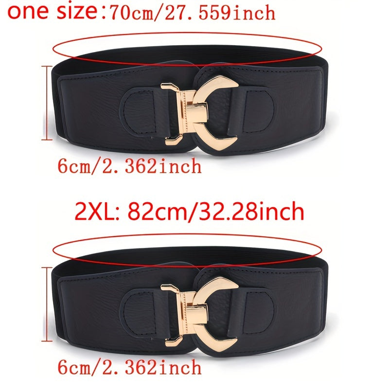Женский широкий эластичный ремень из PU с металлической пряжкой для платьев и пальто