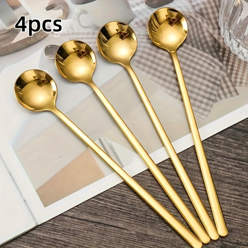 Gold-Tone Coffee Stirring Spoon for Desserts and Fruits